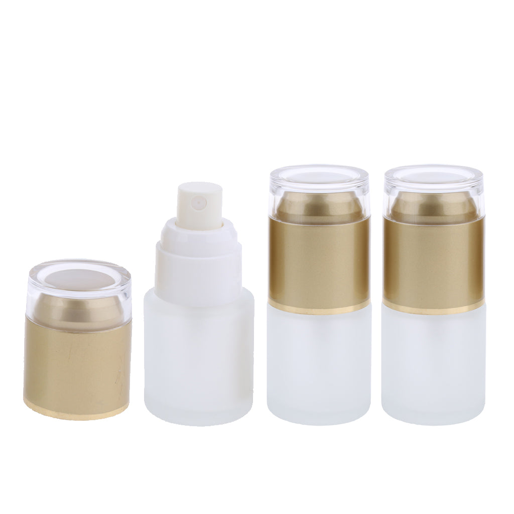 3 Piece 20ml Frosting Glass Refillable Empty Pump Spray Bottle 02 Golden Cap