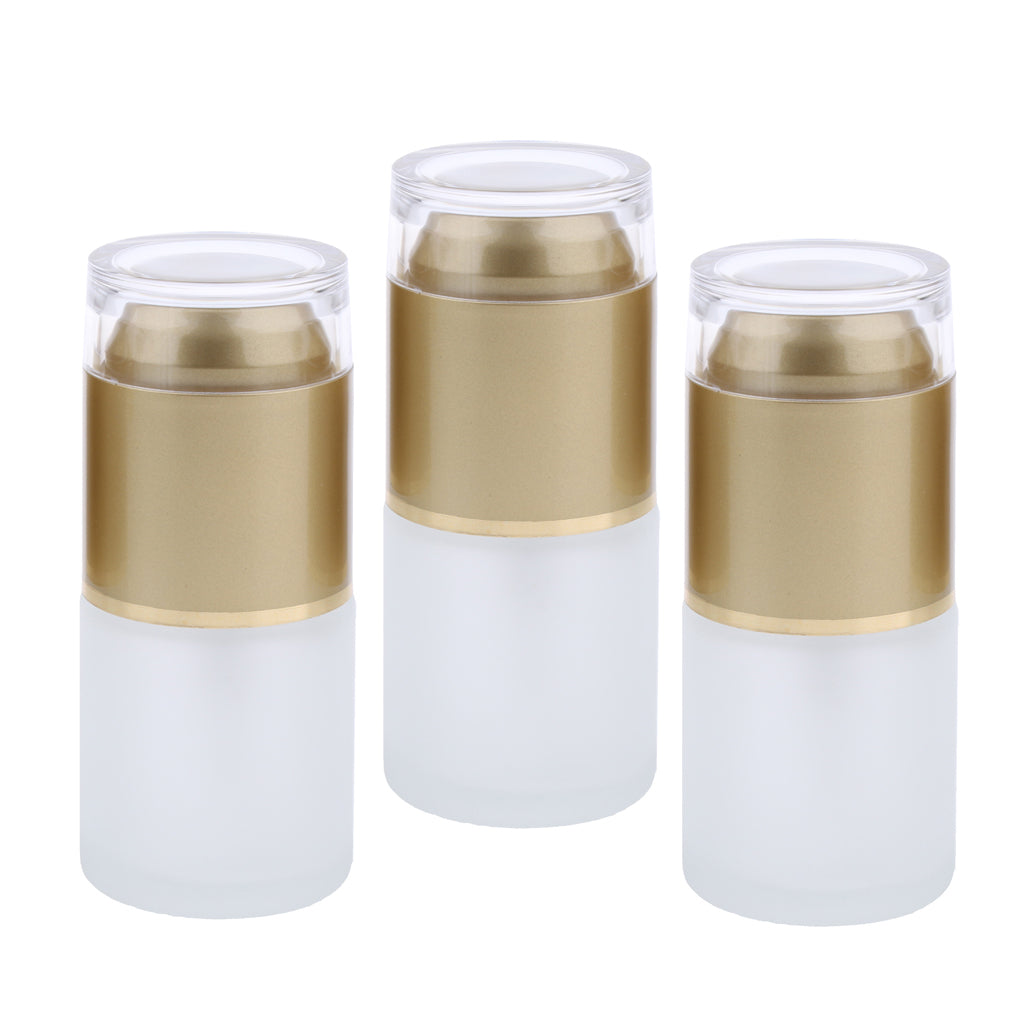 3 Piece 20ml Frosting Glass Refillable Empty Pump Spray Bottle 02 Golden Cap