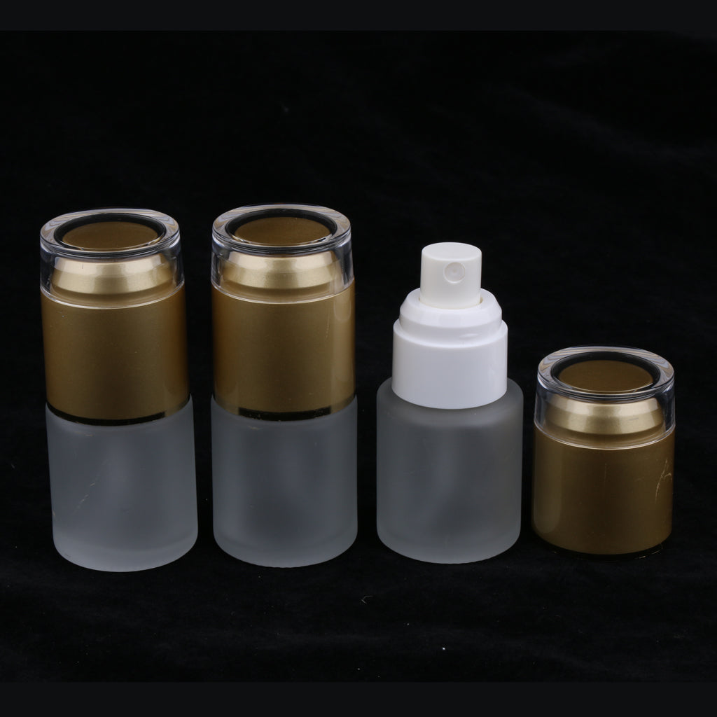 3 Piece 20ml Frosting Glass Refillable Empty Pump Spray Bottle 02 Golden Cap