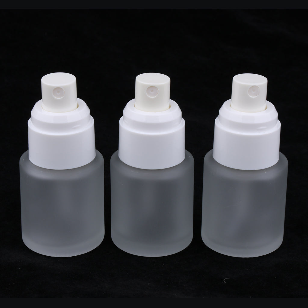 3 Piece 20ml Frosting Glass Refillable Empty Pump Spray Bottle 02 Golden Cap