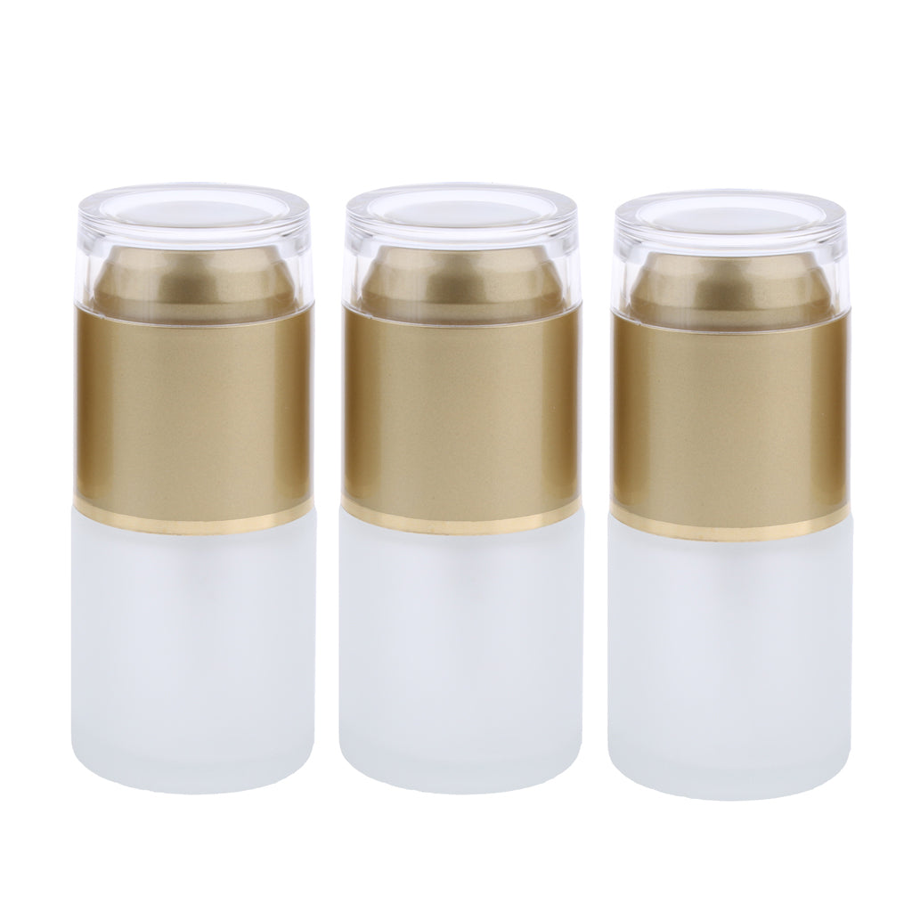 3 Piece 20ml Frosting Glass Refillable Empty Pump Spray Bottle 02 Golden Cap