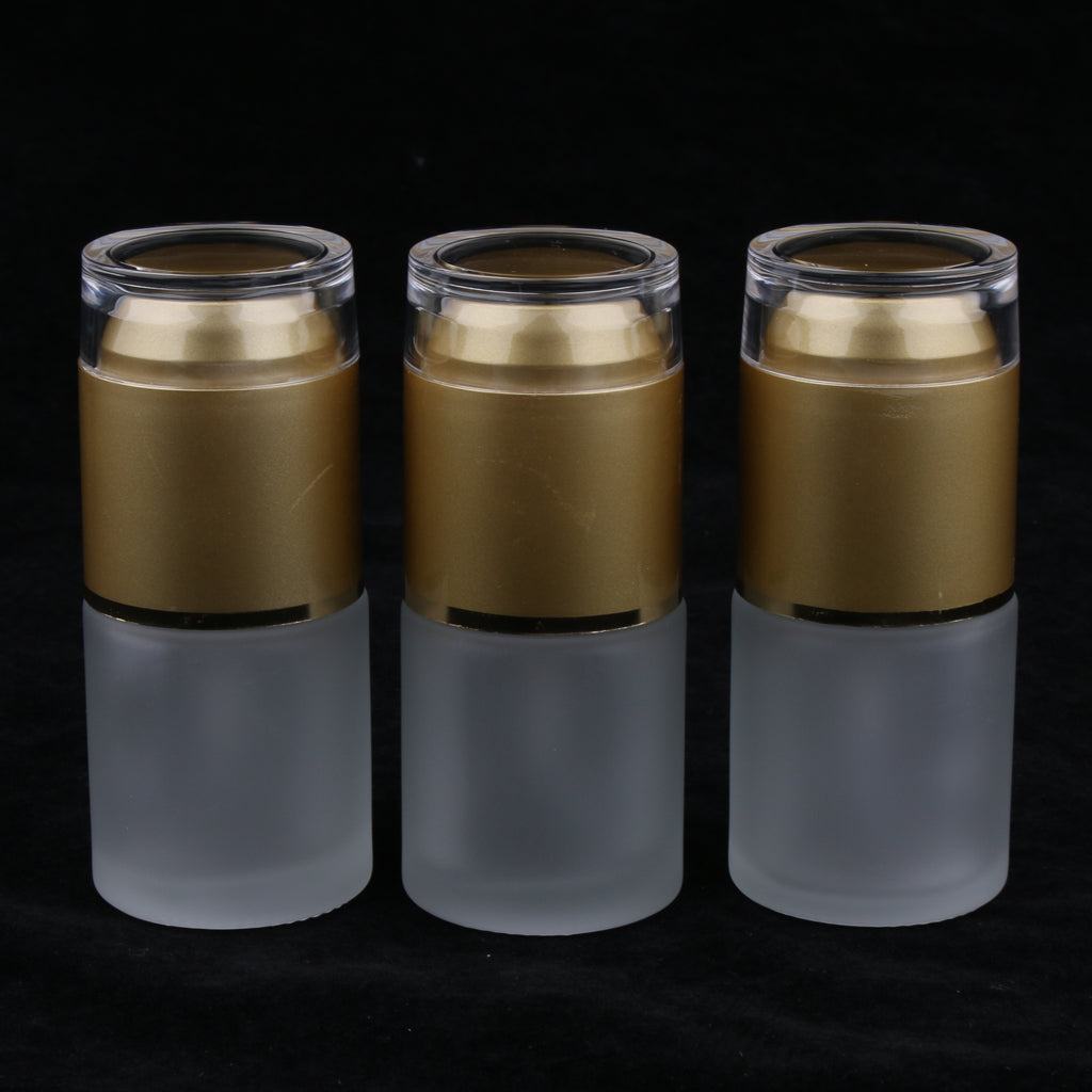 3 Piece 20ml Frosting Glass Refillable Empty Pump Spray Bottle 01 Golden Cap