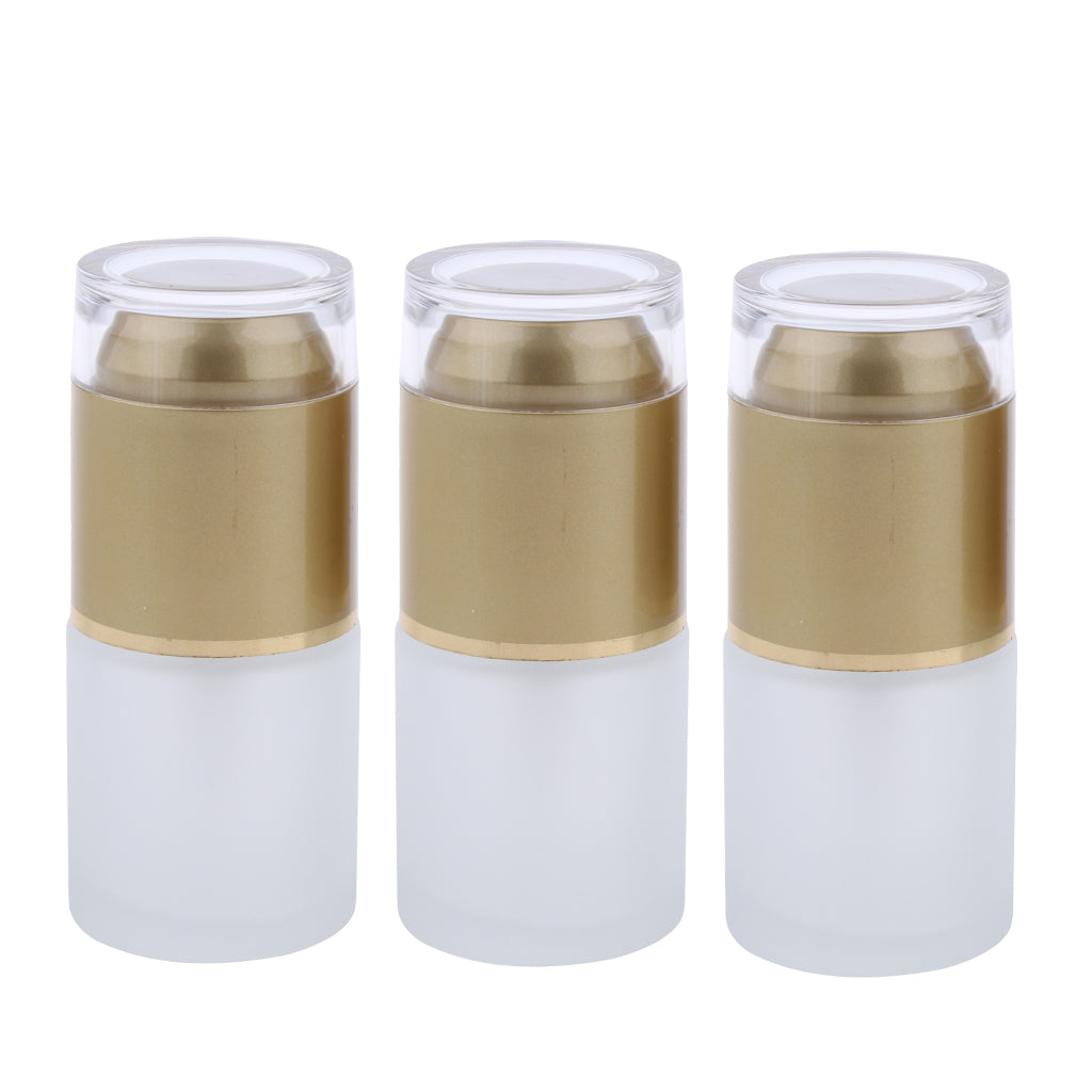 3 Piece 20ml Frosting Glass Refillable Empty Pump Spray Bottle 01 Golden Cap