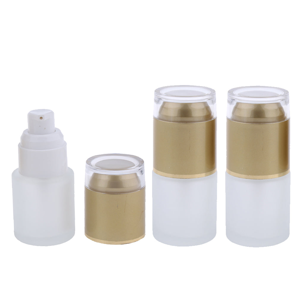 3 Piece 20ml Frosting Glass Refillable Empty Pump Spray Bottle 01 Golden Cap