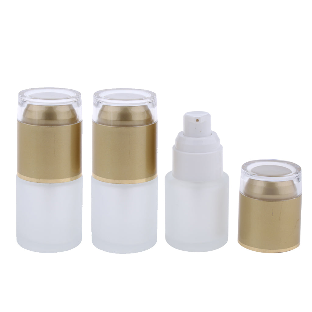 3 Piece 20ml Frosting Glass Refillable Empty Pump Spray Bottle 01 Golden Cap