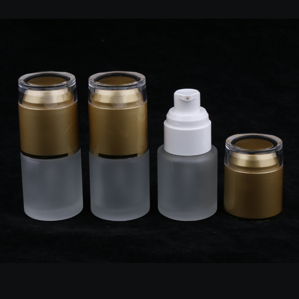 3 Piece 20ml Frosting Glass Refillable Empty Pump Spray Bottle 01 Golden Cap