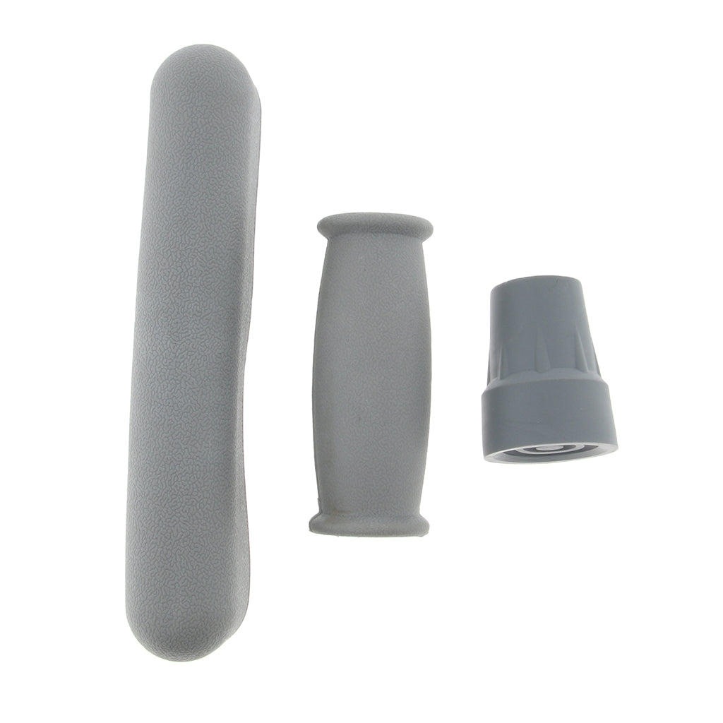 1 Set Crutch Accessory Kit Crutch Pad+Handle Grip Covers+Tip Cover Gray