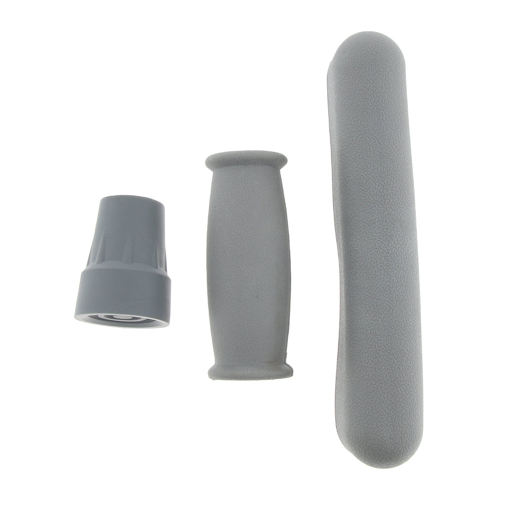 1 Set Crutch Accessory Kit Crutch Pad+Handle Grip Covers+Tip Cover Gray