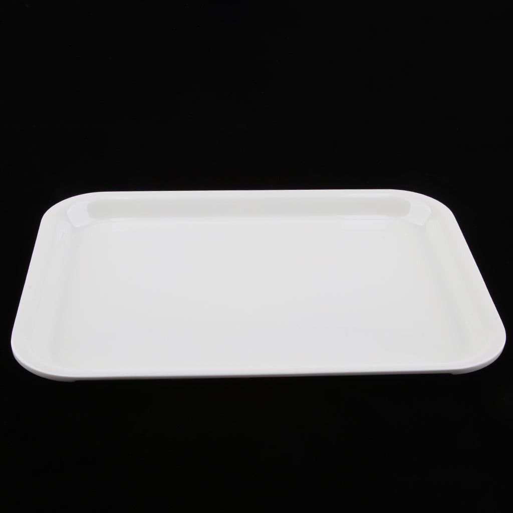 Melamine Hotel Serving Tray Dishes Cup Glass Cake Rectangular Tray White XL