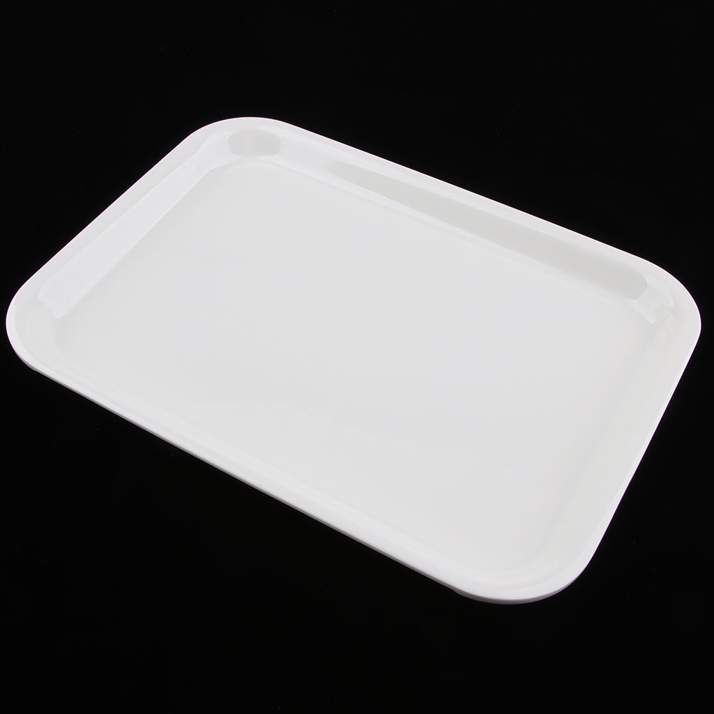 Melamine Hotel Serving Tray Dishes Cup Glass Cake Rectangular Tray White XL