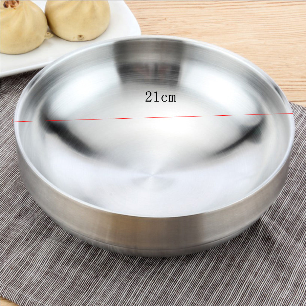 Stainless Steel Noodles Bowl Dinner Soup Fruit Bowl Kitchenware Silver 21cm