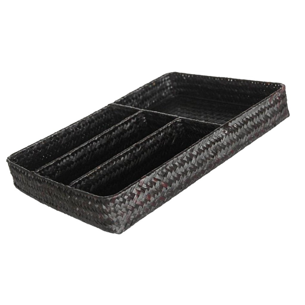 Drawer Organizer Storage Box Dividers 4 Compartment Tray Holder black