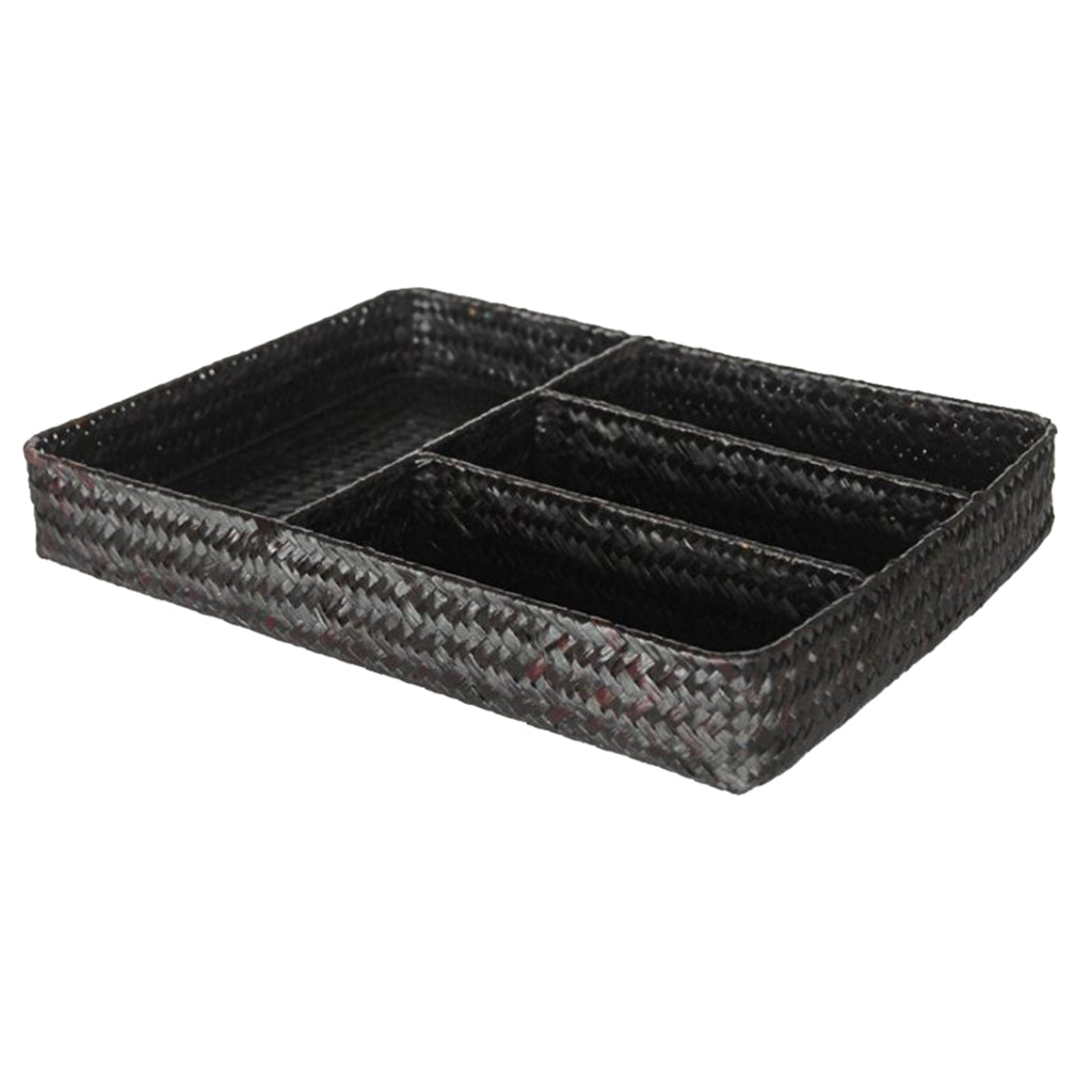 Drawer Organizer Storage Box Dividers 4 Compartment Tray Holder black