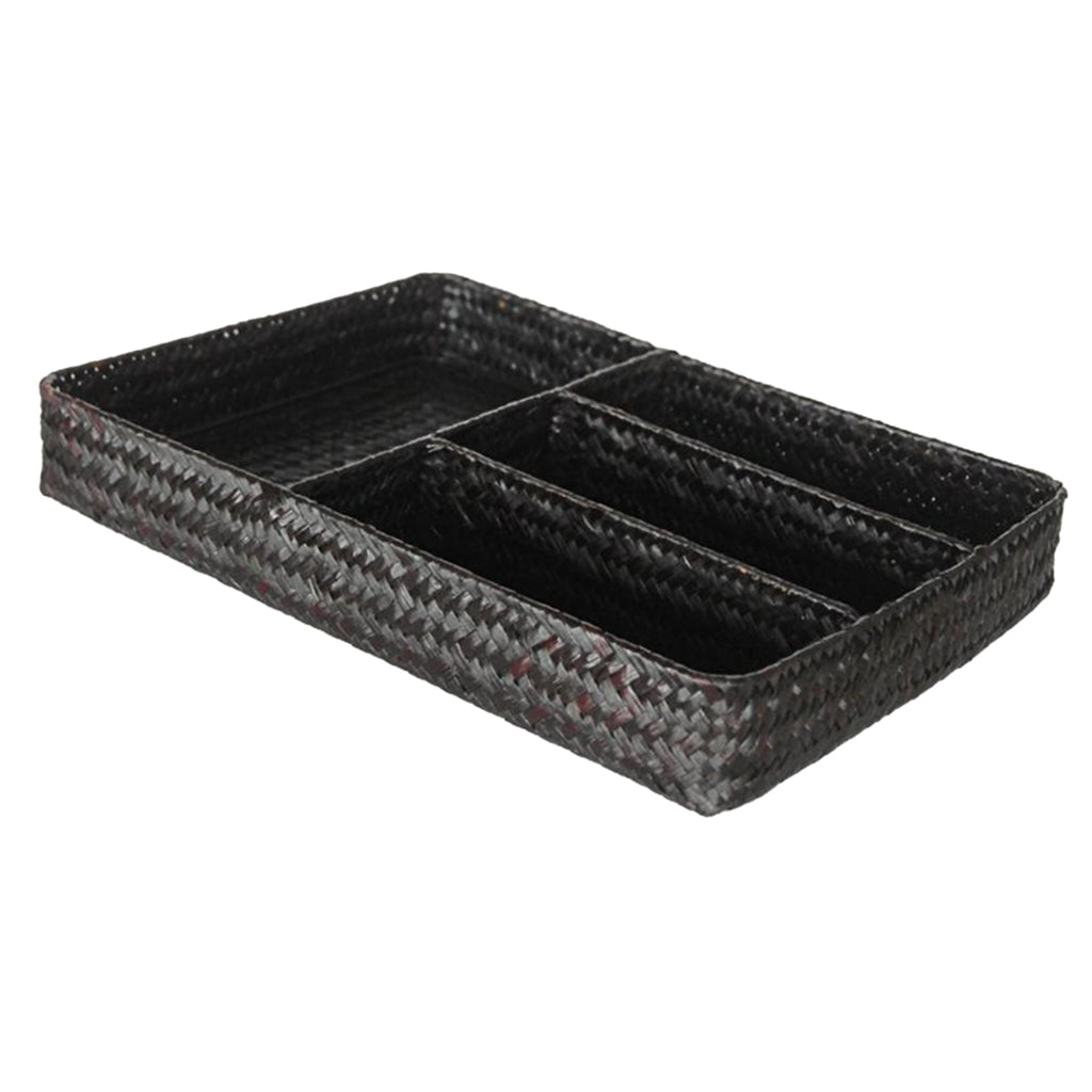 Drawer Organizer Storage Box Dividers 4 Compartment Tray Holder black