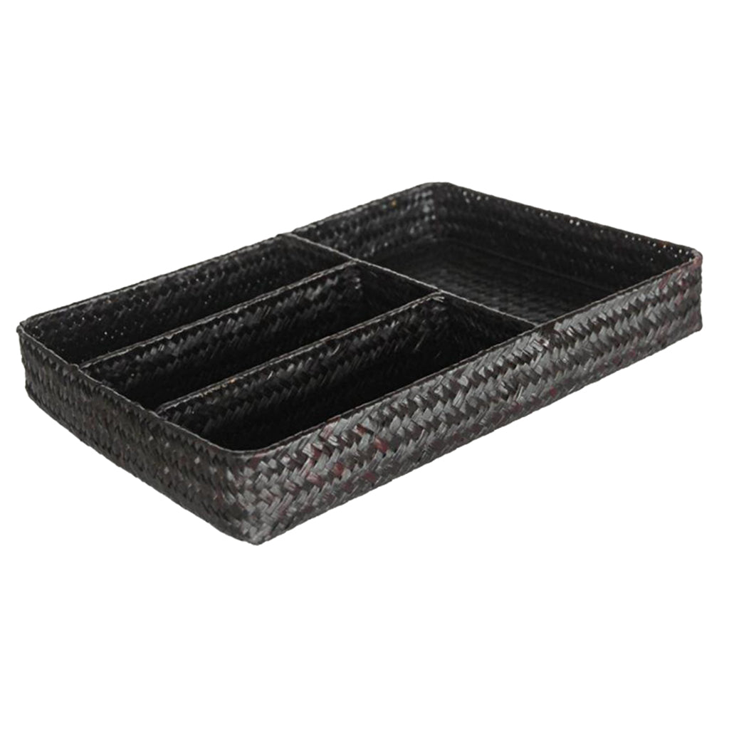 Drawer Organizer Storage Box Dividers 4 Compartment Tray Holder black