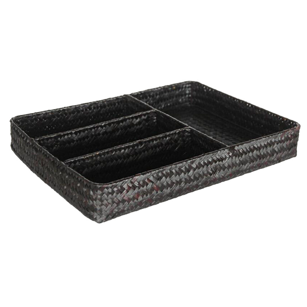 Drawer Organizer Storage Box Dividers 4 Compartment Tray Holder black