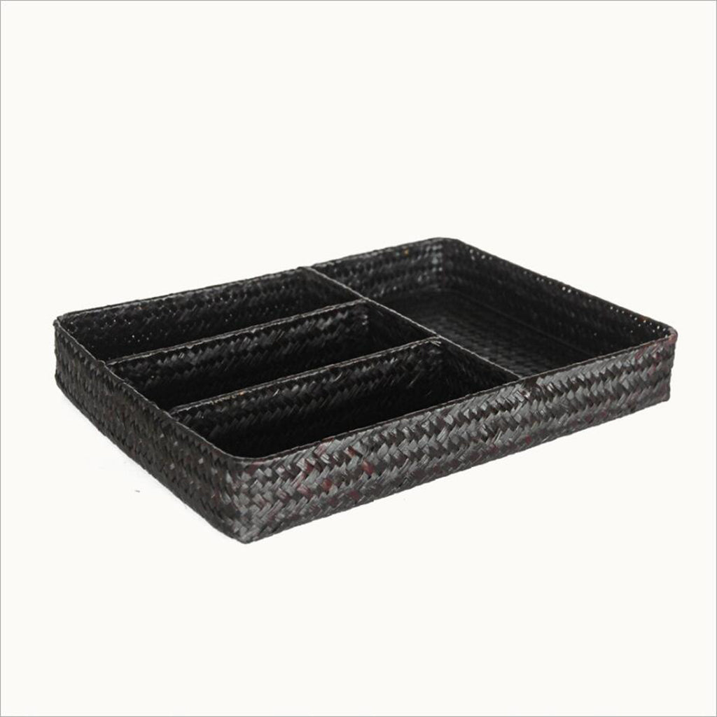 Drawer Organizer Storage Box Dividers 4 Compartment Tray Holder black