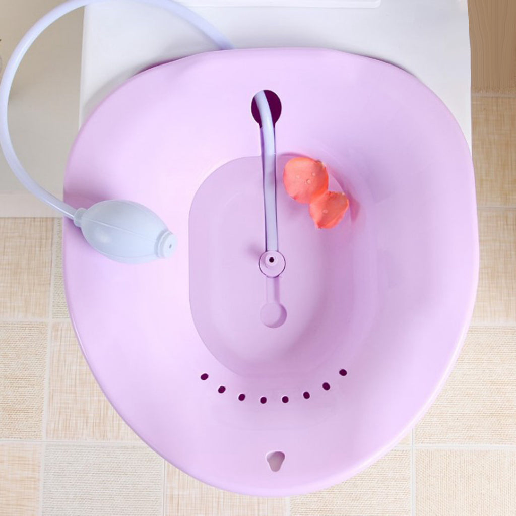 Toilet Sitz Bath Tub Hip Basin with Flusher for Pregnant Hemorrhoids Purple