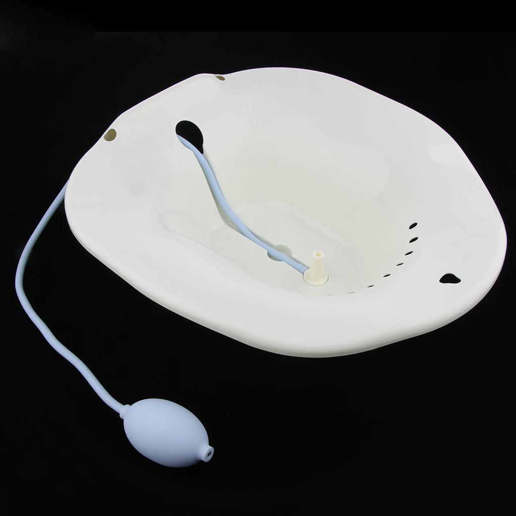 Toilet Sitz Bath Tub Hip Basin with Flusher for Pregnant Hemorrhoids White