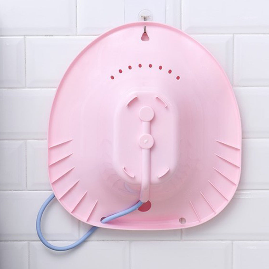 Toilet Sitz Bath Tub Hip Basin with Flusher for Pregnant Hemorrhoids Pink