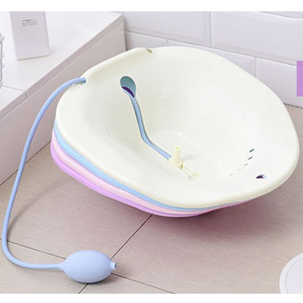 Toilet Sitz Bath Tub Hip Basin with Flusher for Pregnant Hemorrhoids Pink