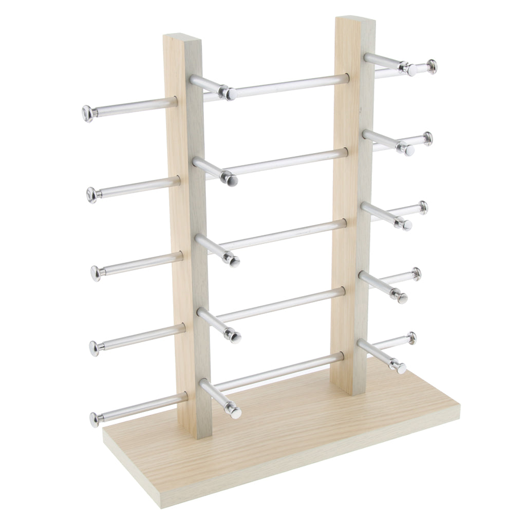 Sunglasses Display Stand Glass Eyewear Storage Rack for 10Pairs Wood