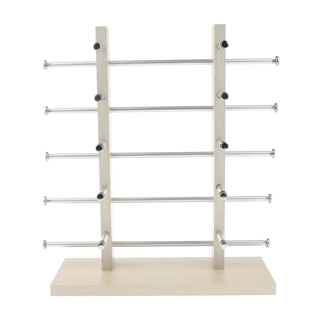 Sunglasses Display Stand Glass Eyewear Storage Rack for 10Pairs Wood