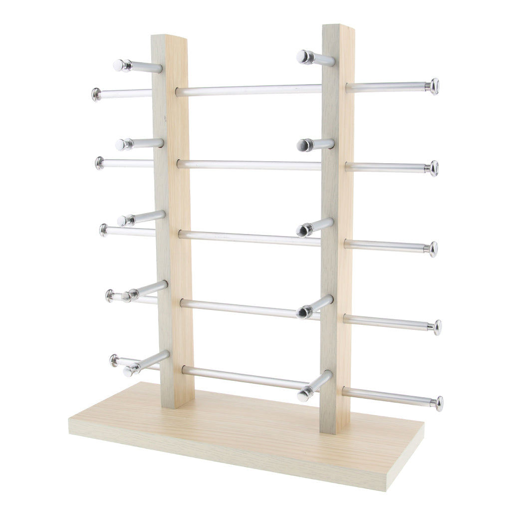 Sunglasses Display Stand Glass Eyewear Storage Rack for 10Pairs Wood