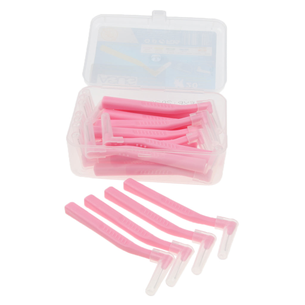 20 Pieces Interdental Brush Toothpick Floss Teeth Cleaner Oral Care Pink