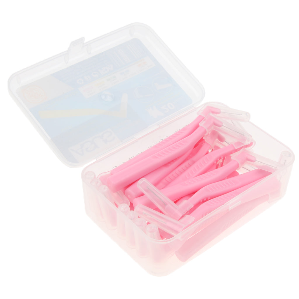 20 Pieces Interdental Brush Toothpick Floss Teeth Cleaner Oral Care Pink