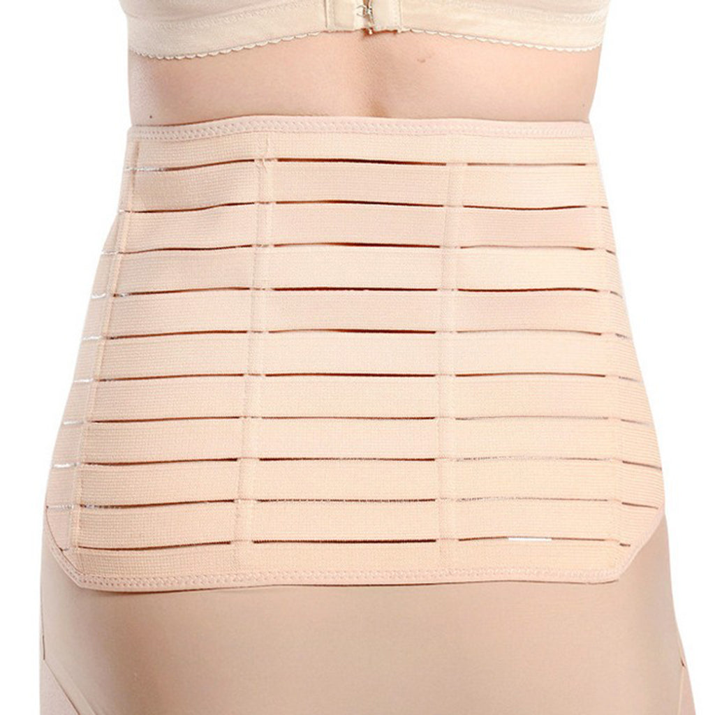 Women Postpartum Girdle Shapewear Wrap Band Waist Support Belt L Beige