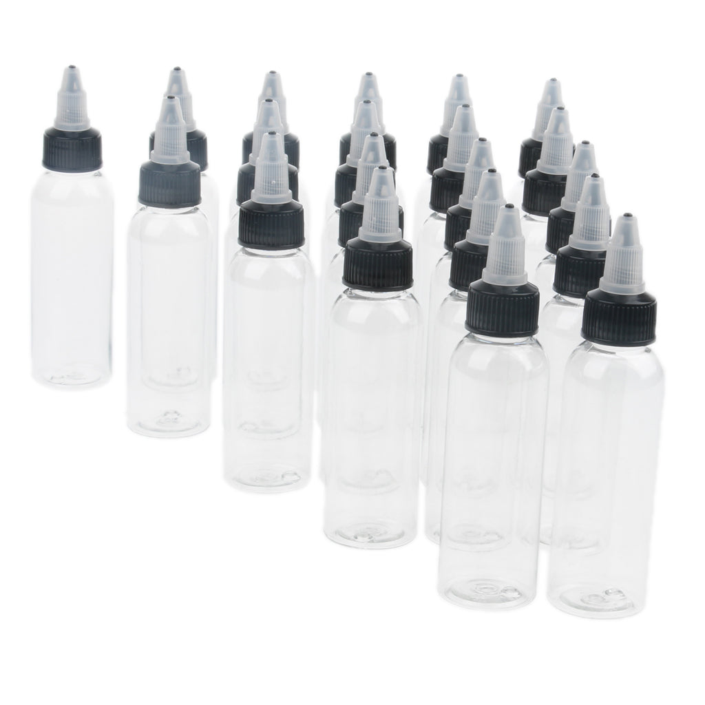 20 Piece Empty Plastic Squeeze Bottle withTwist Top Cap Tip Applicator 60ml