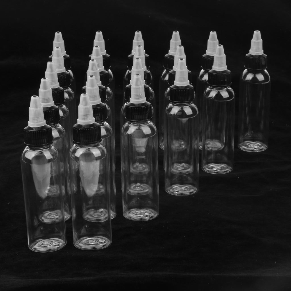 20 Piece Empty Plastic Squeeze Bottle withTwist Top Cap Tip Applicator 60ml