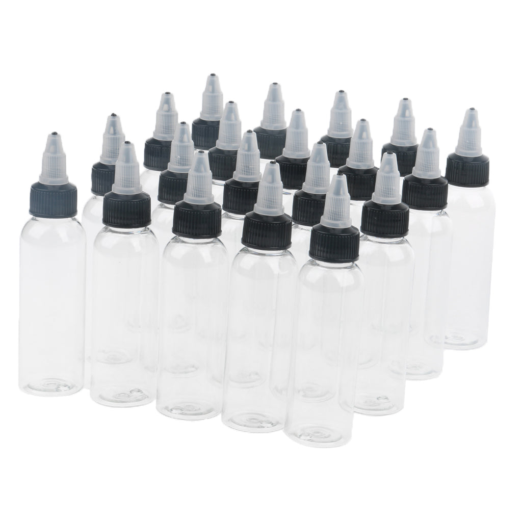 20 Piece Empty Plastic Squeeze Bottle withTwist Top Cap Tip Applicator 60ml