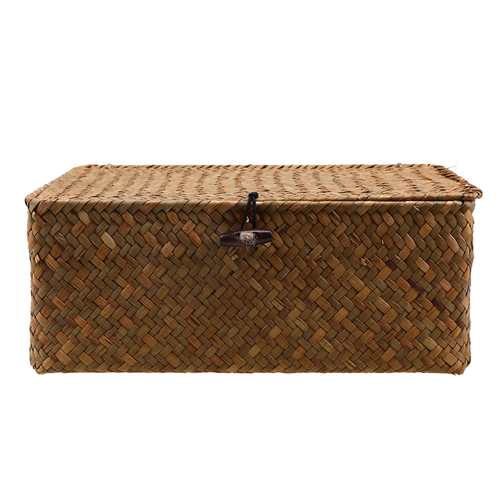 Seagrass Storage Baskets with Lid for Home and Bathroom Organization L