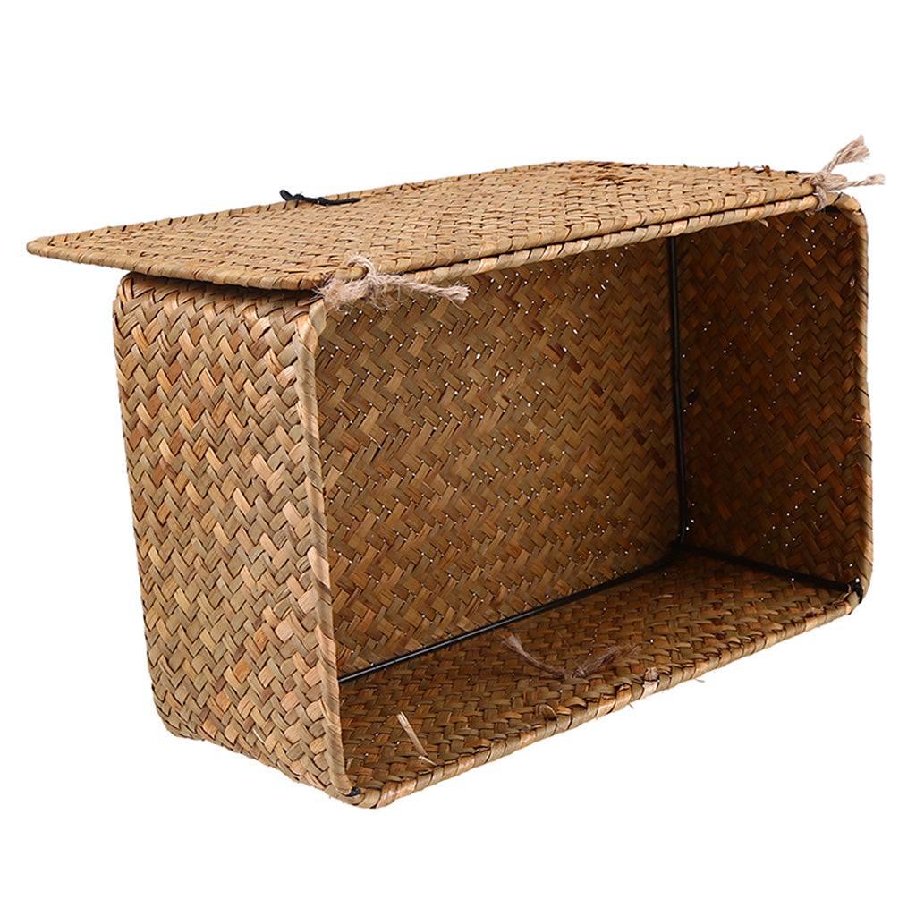 Seagrass Storage Baskets with Lid for Home and Bathroom Organization L