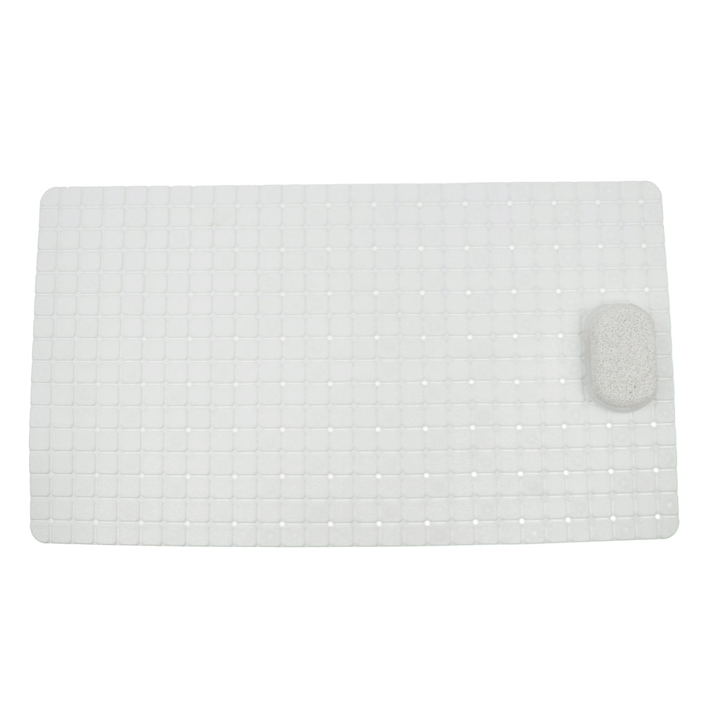 Non Slip Bathroom Shower Bath Tub Suction Bathtub Mat with Drain Hole White