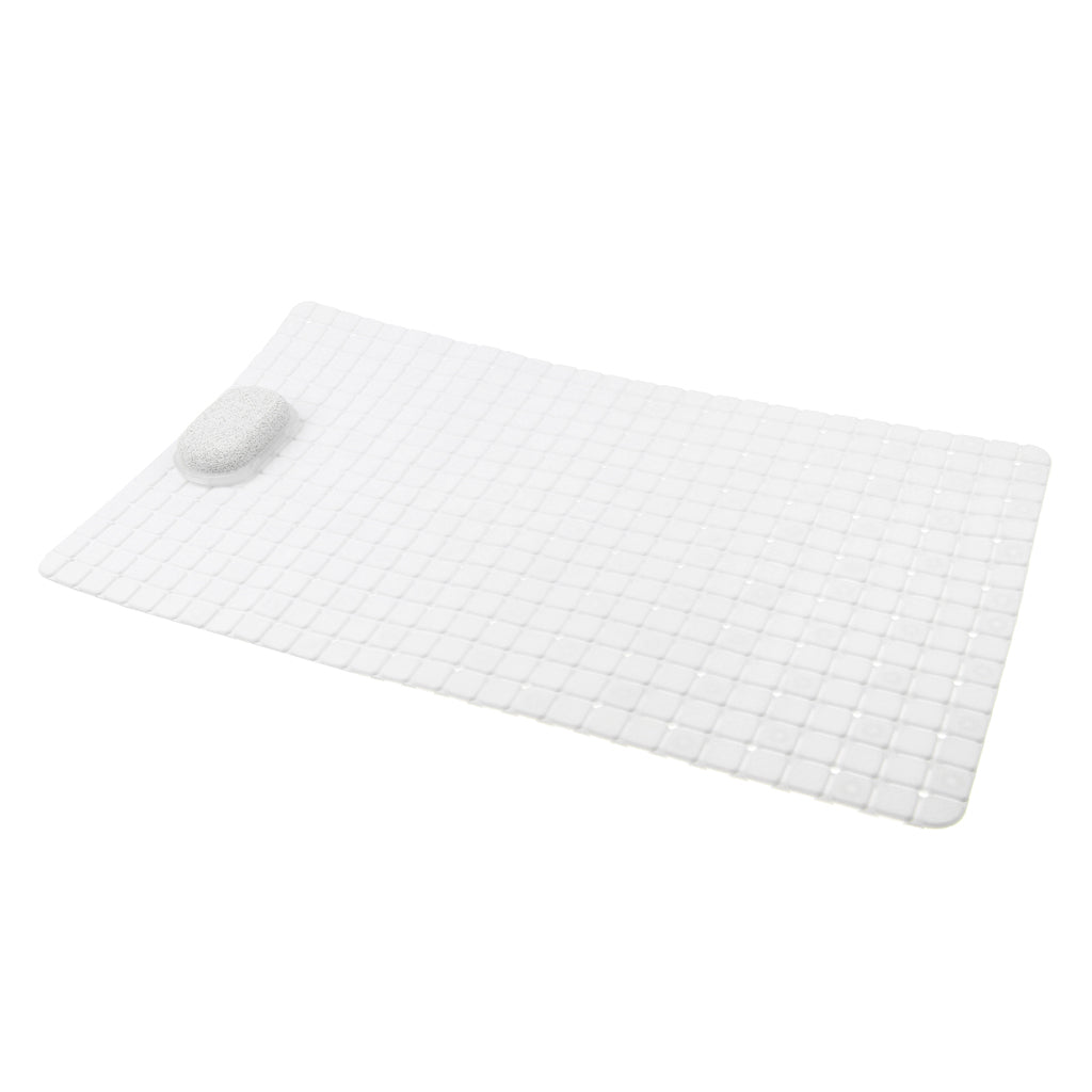 Non Slip Bathroom Shower Bath Tub Suction Bathtub Mat with Drain Hole White