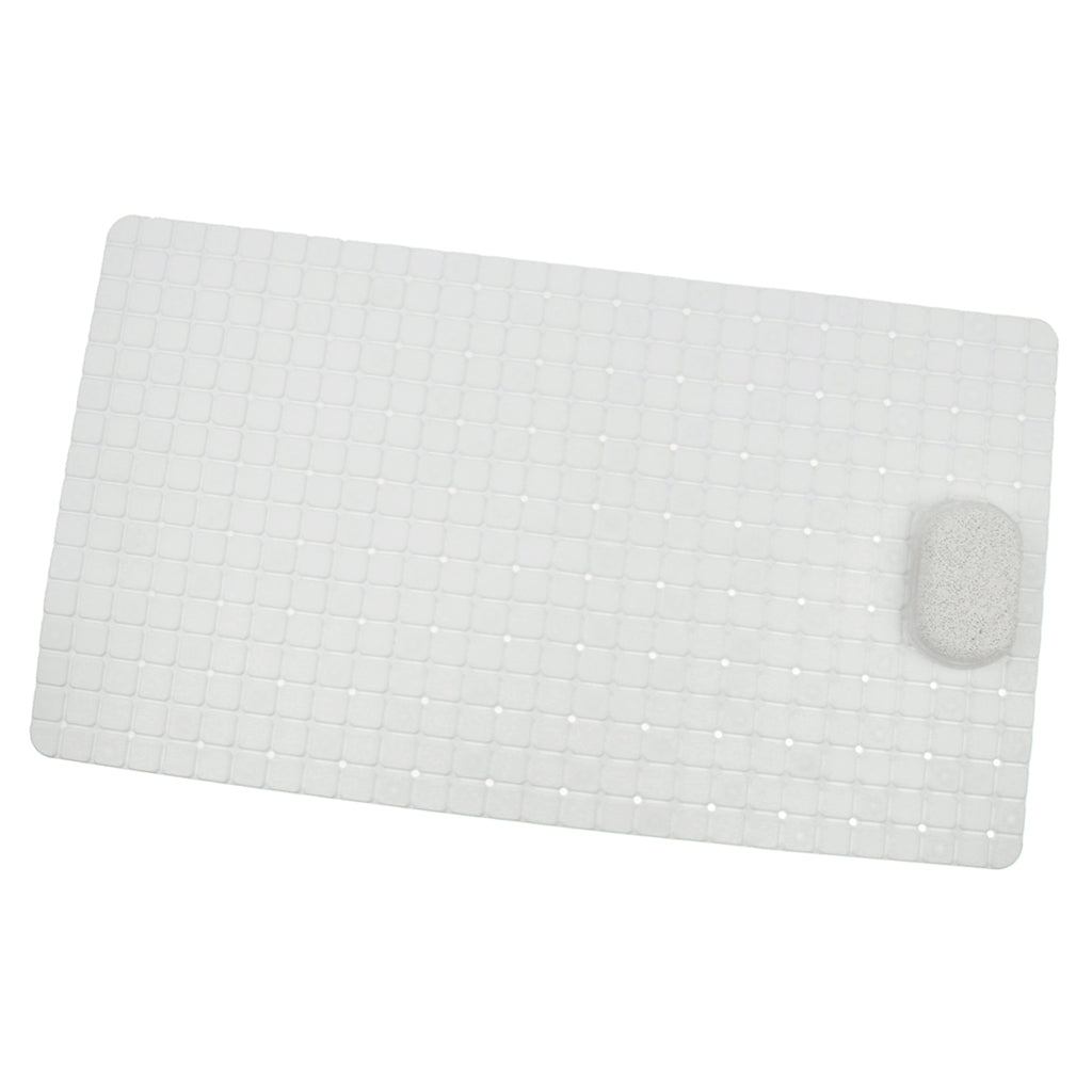 Non Slip Bathroom Shower Bath Tub Suction Bathtub Mat with Drain Hole White