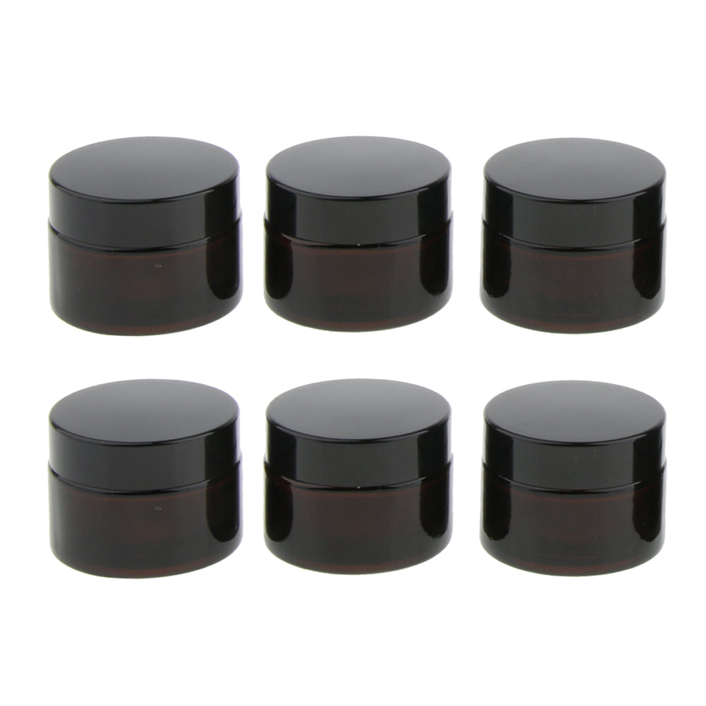 6 Pcs Refillable Cosmetic Containers Round Glass Jars Face Cream Lotion  30g