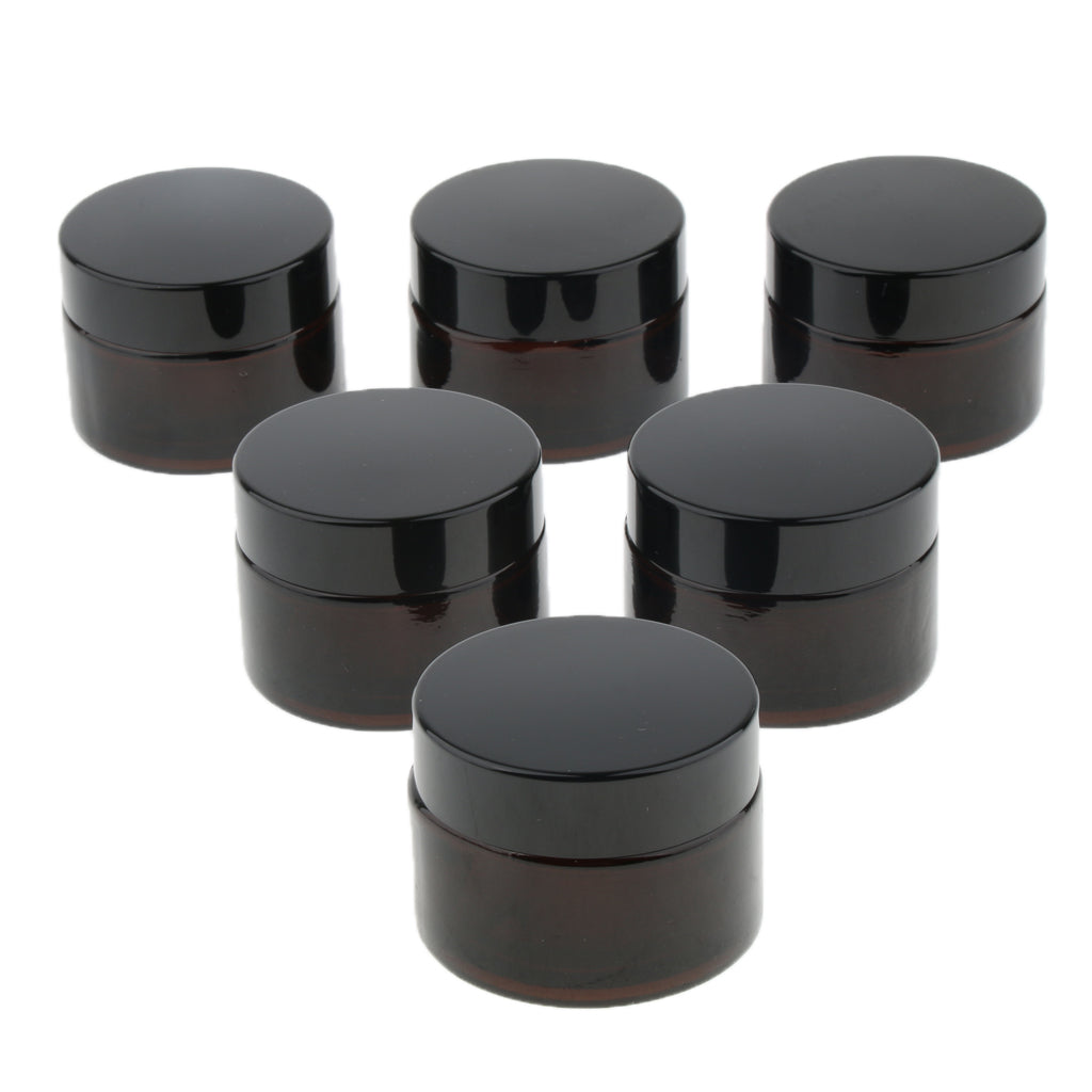 6 Pcs Refillable Cosmetic Containers Round Glass Jars Face Cream Lotion  30g