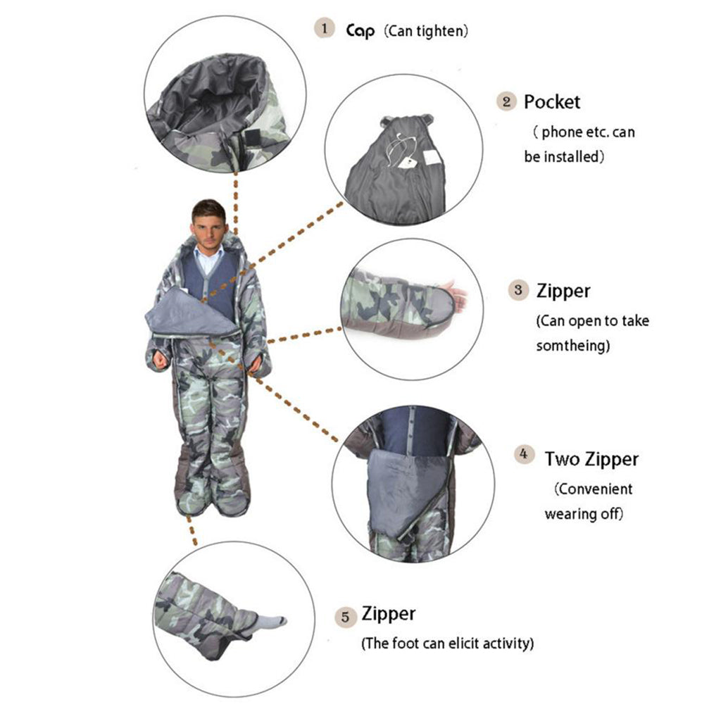 Full Body Wearable Sleeping Bag for Travel  Camping Accompany Patient M