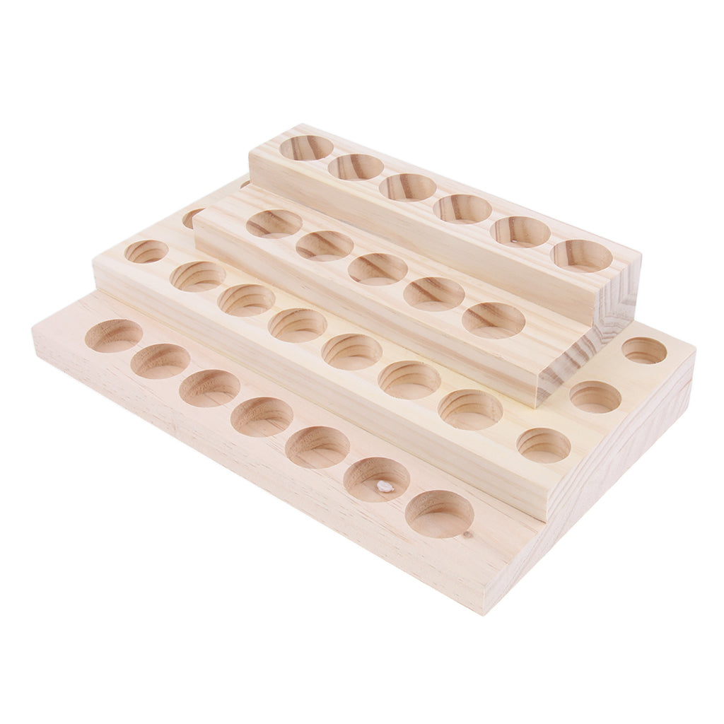 Wooden Essential Oil Holder Display Storage Rack Tray Organizer  30 Slots