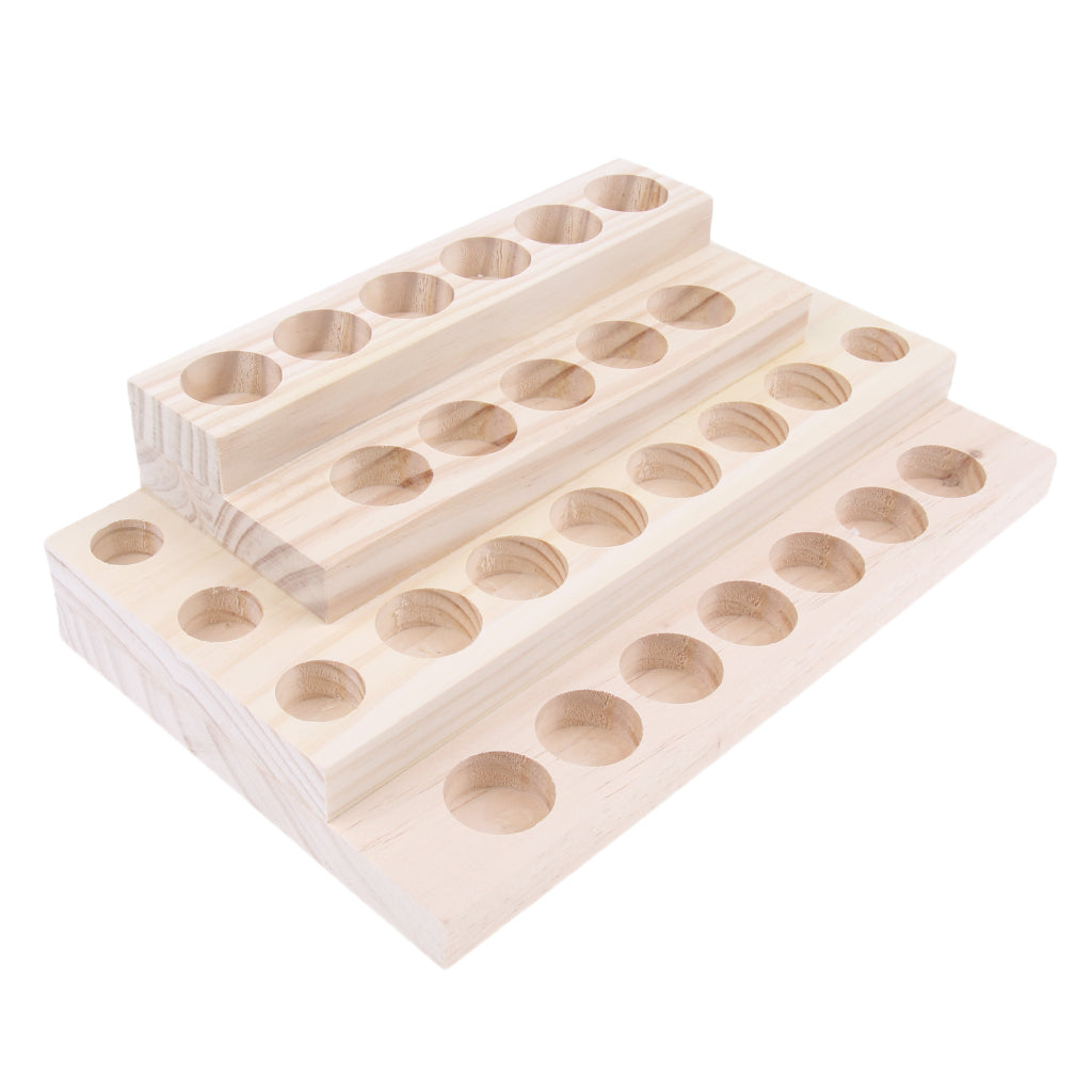 Wooden Essential Oil Holder Display Storage Rack Tray Organizer  30 Slots