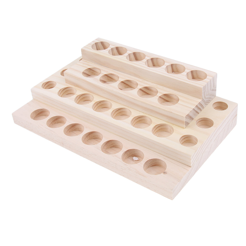 Wooden Essential Oil Holder Display Storage Rack Tray Organizer  30 Slots