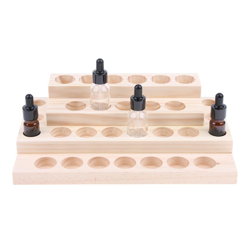 Wooden Essential Oil Holder Display Storage Rack Tray Organizer  30 Slots