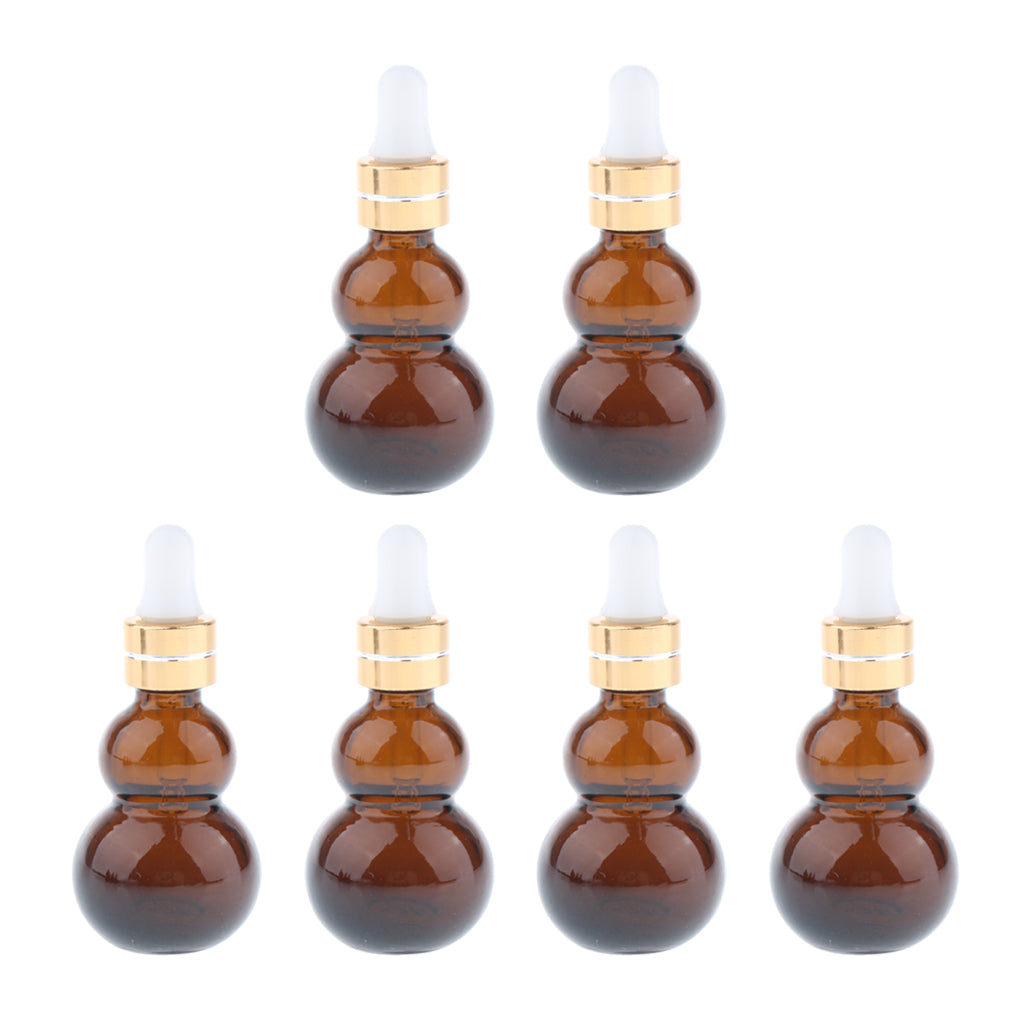 6 Pieces Gourd Glass Dropper Bottles For Essential Oil Makeup Liquid 10ml