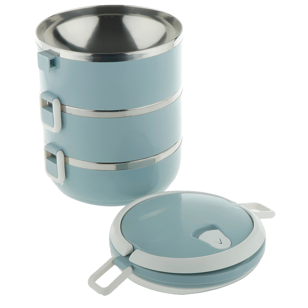 Stainless Steel Thermal Lunch Box Stackable Insulated Bento Box Jar Blue