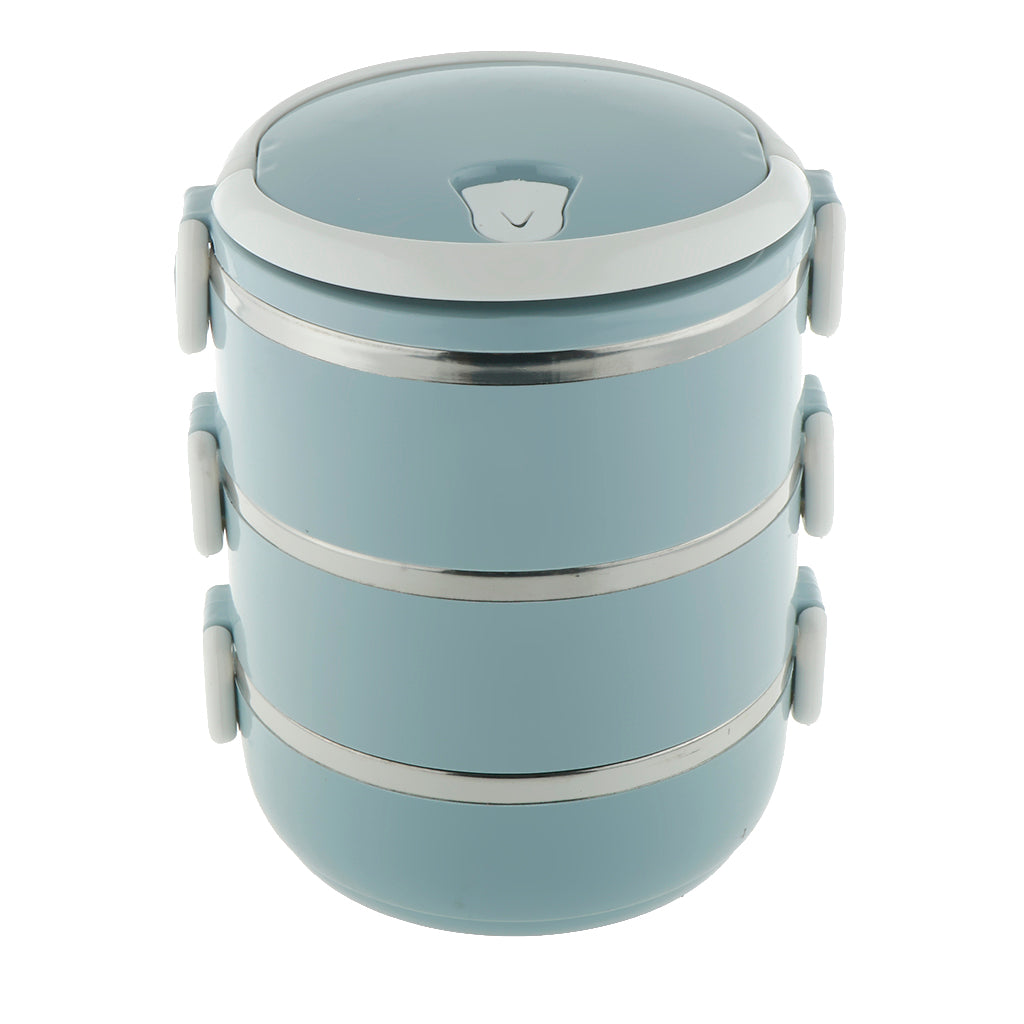 Stainless Steel Thermal Lunch Box Stackable Insulated Bento Box Jar Blue