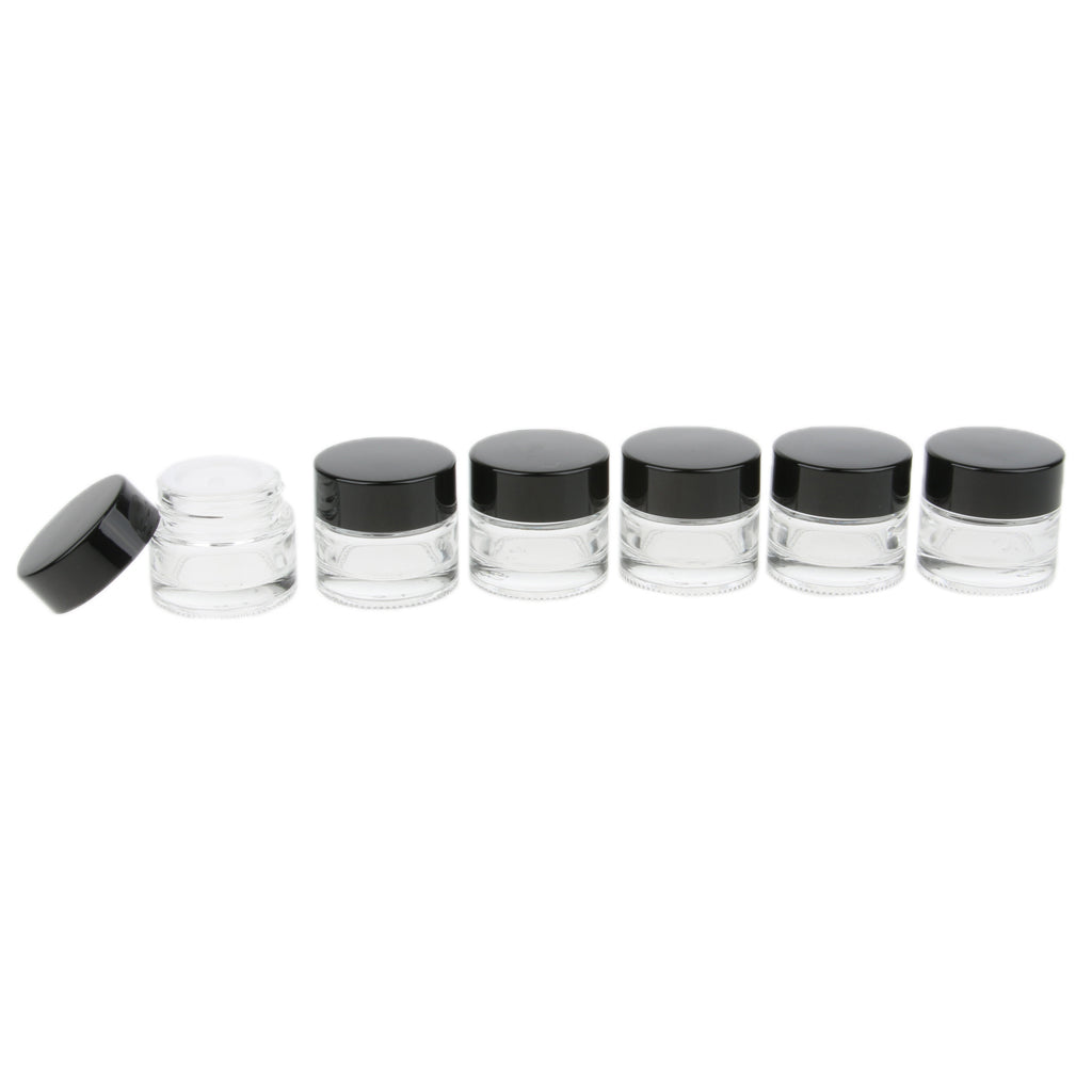 6 Pieces Glass Pot Jars Cream Bottle Makeup Cosmetic Container Clear